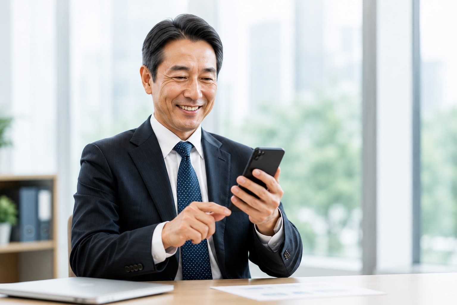 朝刊で全社の動きを把握する経営者のイメージ
